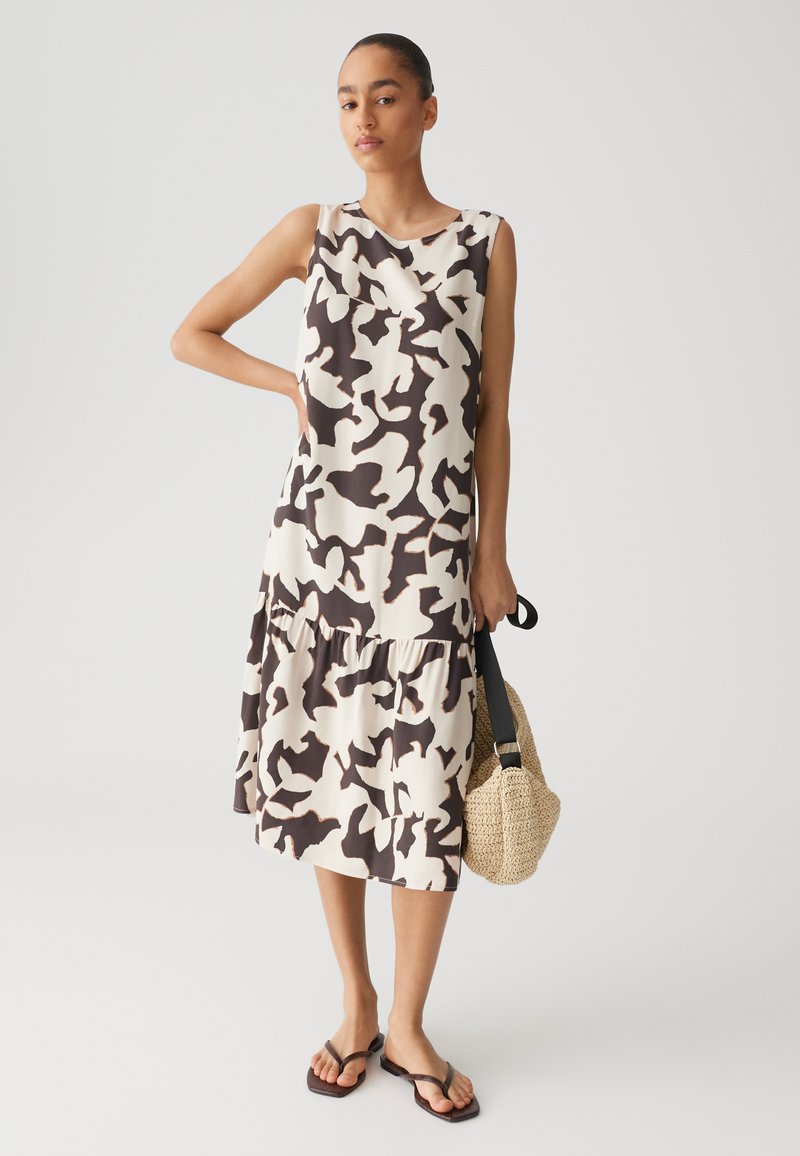 OPUS - RELAXED FIT MIDI PRINT - Jurk - midnight brown, Vergroten