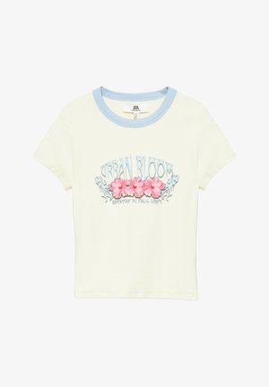 PULL&BEAR, FLOWER GRAPHIC - T-SHIRT - T-shirt imprimé - light yellow