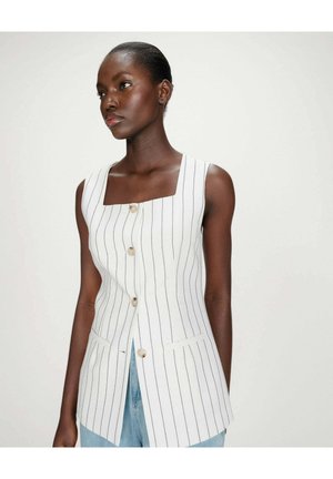 GILET RAYÉ EN LIN WHITE VIC - Blouse - white