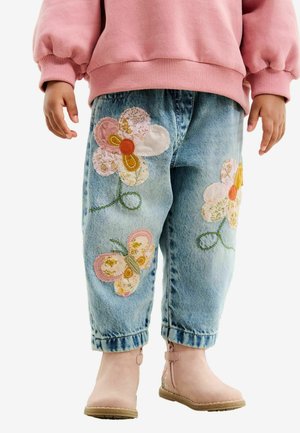 Next FLORAL APPLIQUÉ - Sirgete säärtega teksad - mid blue denim