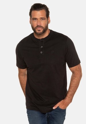 JP1880, GROSSE GRÖSSEN BIS 7XL  IM DOPPELPACKHENLEY RUNDHALSAUSSCHNITT KNOPFLEISTE - T-shirt basic - black