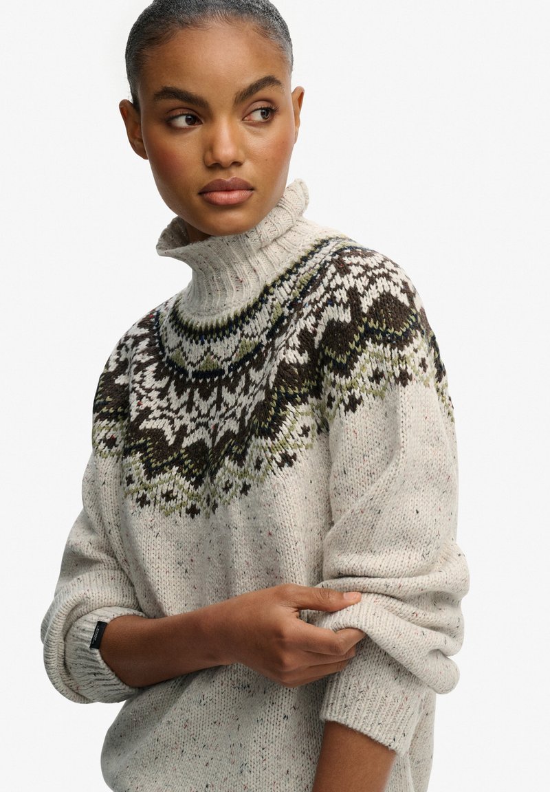 Superdry Co FAIRISLE HIGH NECK Jumper off white multi/off