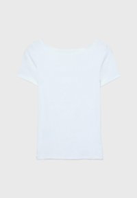 Witte t-shirt met korte mouwen, gemaakt van een zachte, ribbelige stof en met een open halslijn, in een rechte snit zonder zichtbare versieringen.