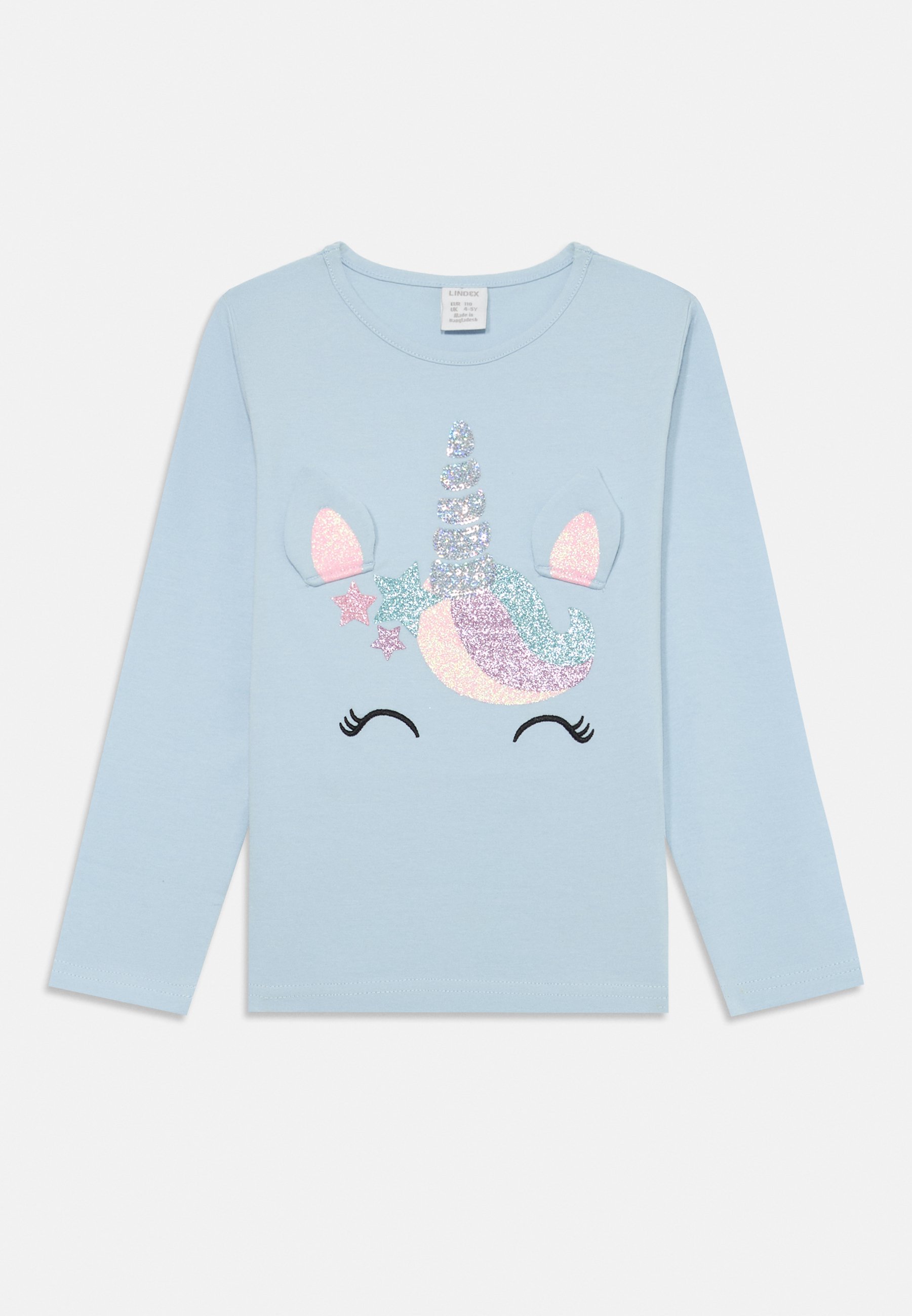 Lindex UNICORN FACE Maglietta a manica lunga light blue - Main Image