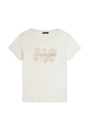 CON MANDALA E SLOGAN RICAMATO - Camiseta estampada - bianco