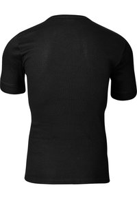 Sort kortærmet t-shirt lavet af bomuld, med rund hals og glat tekstur, uden synlige logoer eller mønstre.