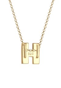 Goldhalskette mit prominentem "H"-Anhänger mit glatter Oberfläche, verbunden durch eine Kette mit runden Gliedern und mit der Markierung "925".