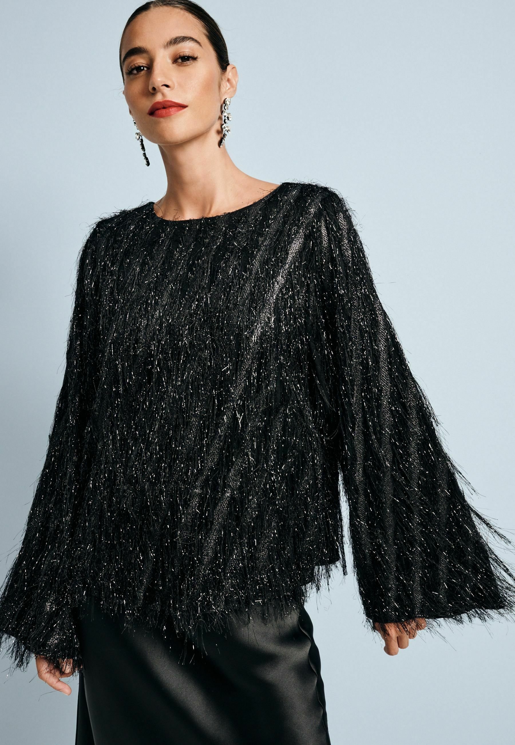 Next SPARKLE FRINGE - Blouse - black - Zalando