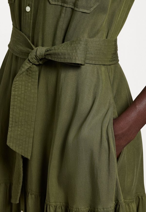 BELTED TIERED SHIRTDESS - Shirt dress - expedition olive2