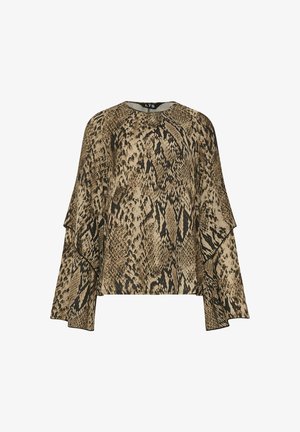 Langarmtop met een slangenprint in bruine en zwarte tinten. Heeft een relaxte pasvorm en soepele mouwen.