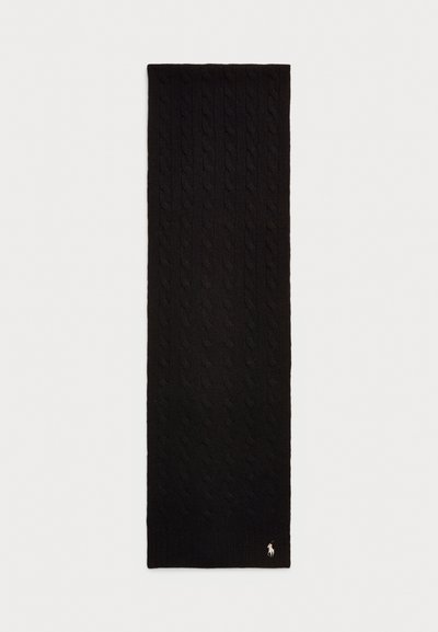 Polo Ralph Lauren CABLE KNIT WOOL CASHMERE SCARF - Sall - black