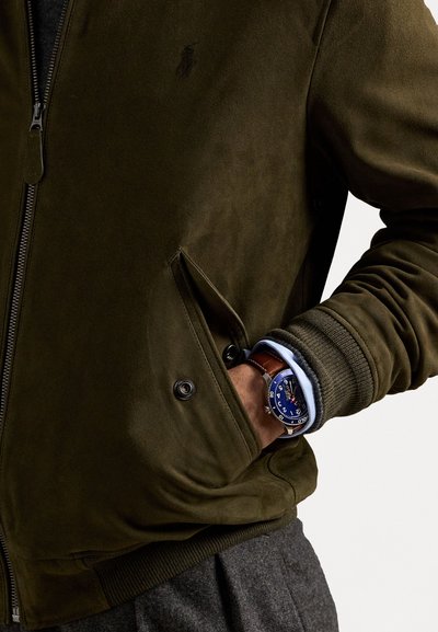 Polo Ralph Lauren SUEDE BOMBER JACKET - Bomberjacka - dark loden