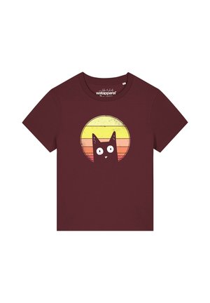 watapparel, SUNSET CAT - T-shirt print - burgundy