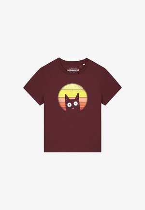 watapparel, SUNSET CAT - T-shirt print - burgundy