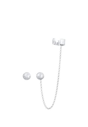 STUD CHAIN EARCUFF - Ohrringe - silver-coloured