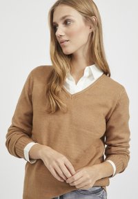 VILA VIRIL L/S V-NECK TOP - Camisola - tigers eye