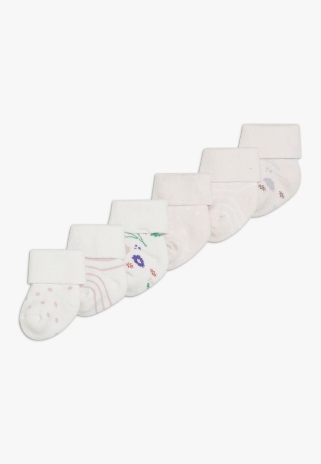 NEWBORN BLUMEN RINGEL PUNKTE 6 PACK - Socks - weiß/rosa
