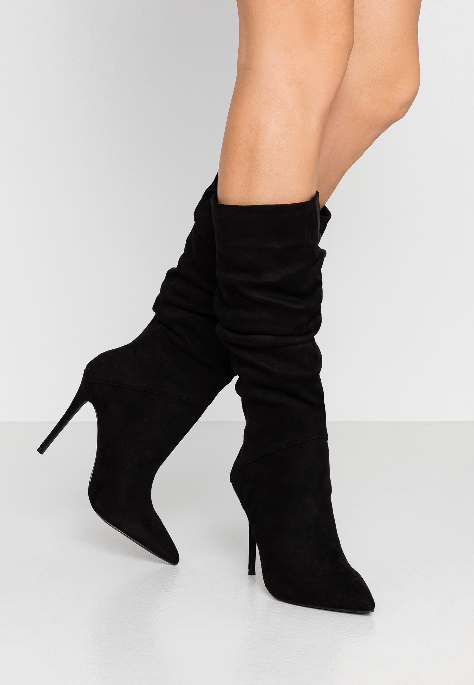 black knee high heeled boots uk