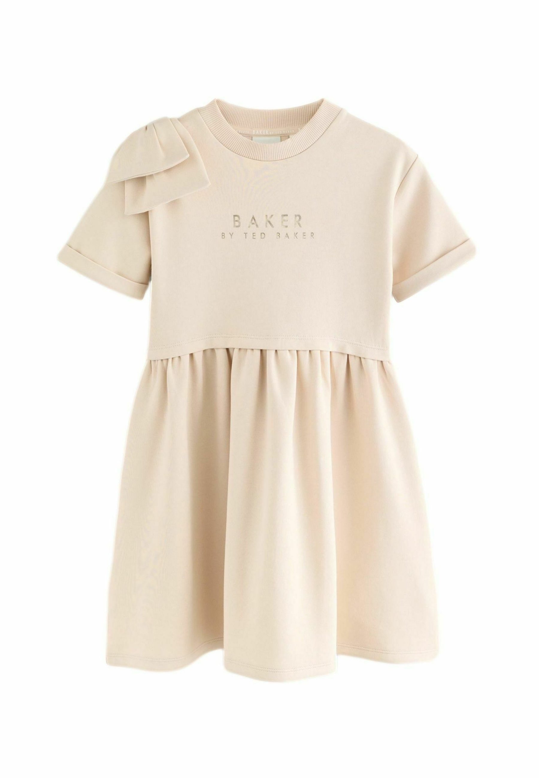 ted baker beige dress Buy Baker by Ted Baker Champagne Gold Satin Bow Bardot Occasion Dress from Next USA
