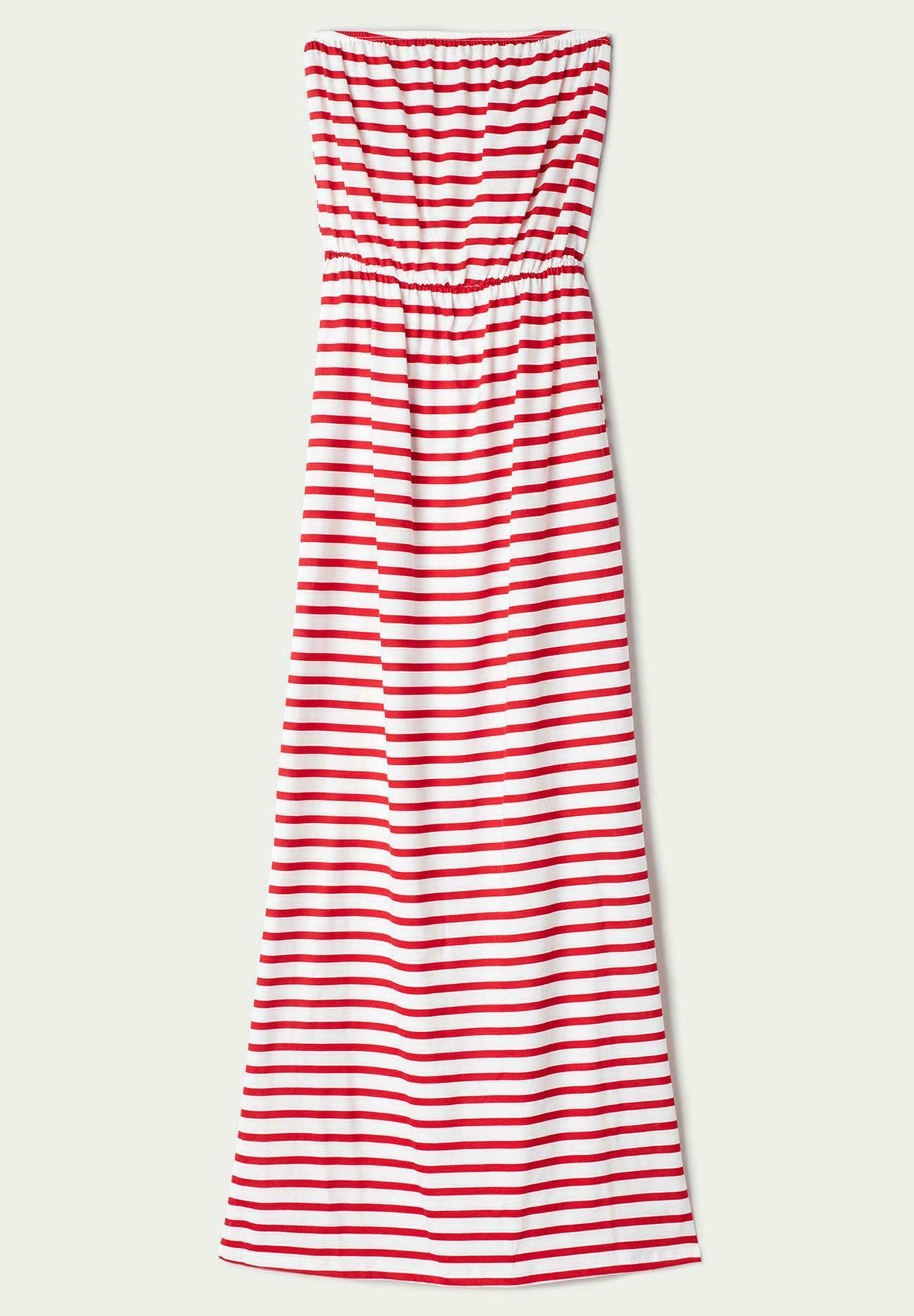 Tezenis MIT SCHLITZEN - Vestito di maglina - bianco st riga poison  red/bianco - Zalando