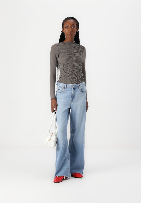 NMJUDITH DRAPED  - Long sleeved top - charcoal gray2