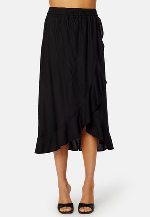 Bubbleroom FRONT WRAP VISCOSE SKIRT - Áčková sukně - black