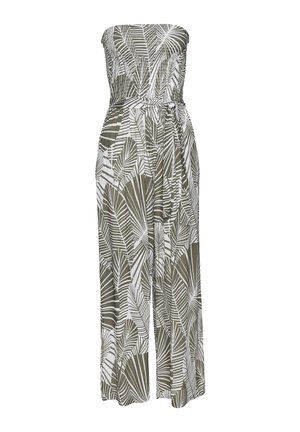 Tuta jumpsuit - khaki creme bedruckt