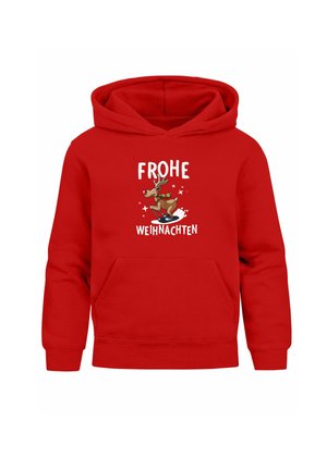 WEIHNACHTSMOTIVE LUSTIGE GESCHENKE OUTFIT - Kapuzenpullover - rentier rot