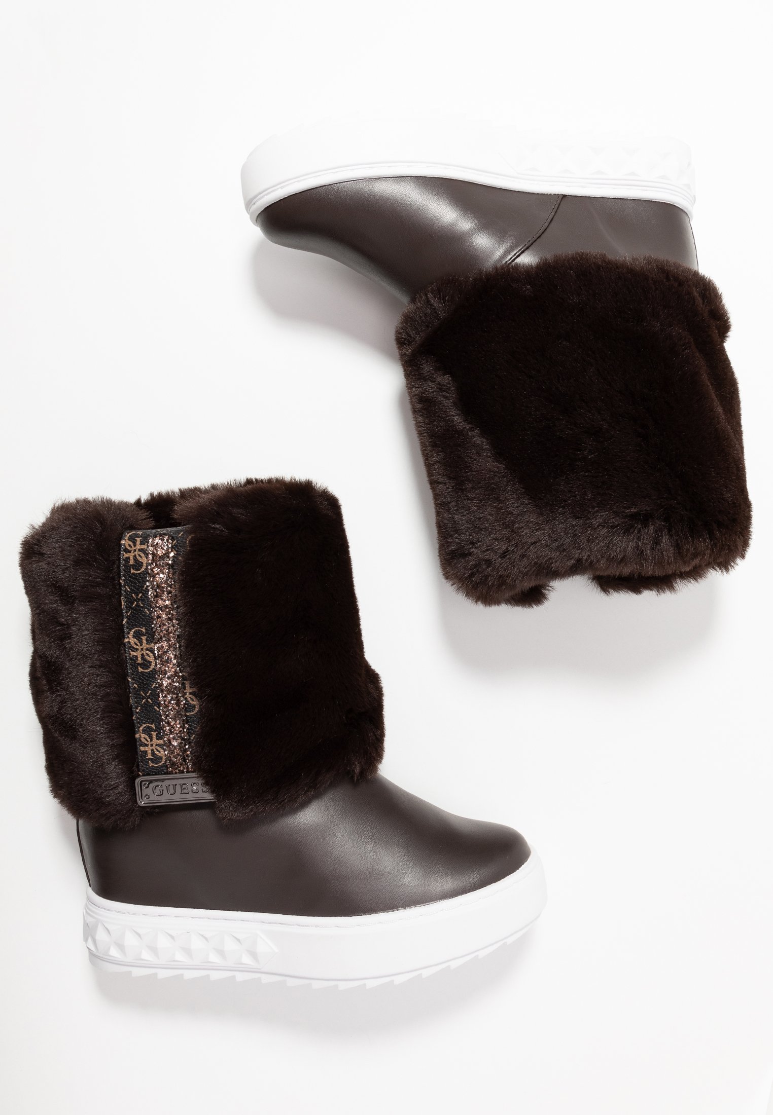 Guess Enkellaarsjes met sleehak - dark brown/Donkerbruin - Zalando.be