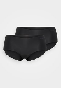 Black seamless high-waisted panties with a scalloped edge. Made from soft stretch material, designed for comfort and a smooth fit.
