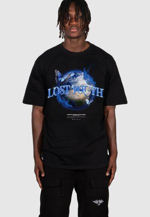 Lost Youth LY  WORLD - Printtipaita - black