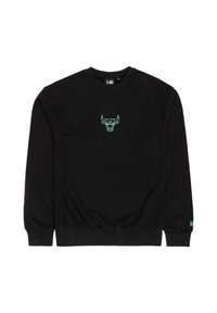 Μαύρο φούτερ από βαμβάκι με ριμπ μανσέτες και τελείωμα. Διαθέτει μικρό λογότυπο ταύρου σε ανοιχτό μπλε στο στήθος. Απλή σχεδίαση με στρογγυλή λαιμόκοψη.