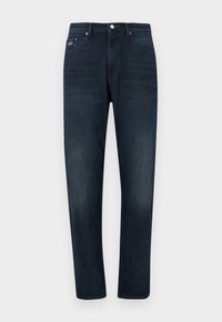 Mørkeblå denimjeans med klassisk snitt, med glidelås, fem lommer og et lite logomerke på venstre framlomme.