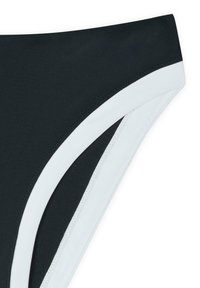 Svart bikiniunderdel med vita detaljer längs midjebandet och benöppningarna. Tillverkad av mjukt, stretchigt tyg.