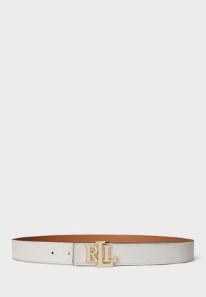 LOGO REVERSIBLE PEBBLED LEATHER BELT - Cinturón - soft white/classic caramel