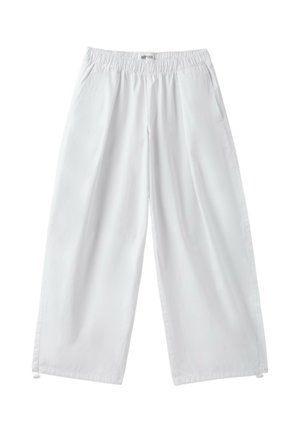 Stradivarius, BARREL POPLIN TROUSERS WITH STOPPERS 07266400 - Pantalon classique - white