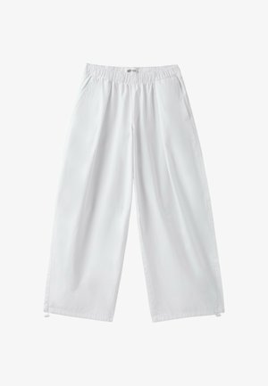 Stradivarius, BARREL POPLIN TROUSERS WITH STOPPERS 07266400 - Pantalon classique - white
