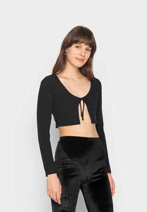 CROPPED TIE FRONT - Maglietta a manica lunga - black