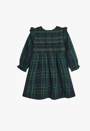TARTAN SMOCKED REGULAR FIT - Denné šaty - green