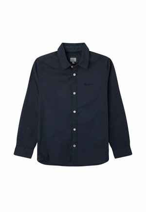 Marineblauw button-up shirt gemaakt van katoen met lange mouwen, een puntige kraag en subtiele logo borduring op de borst. Klassieke pasvorm.