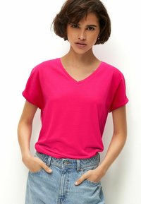 Next - RICH CAP SLEEVE  - REGULAR FIT - T-shirt - bas - pink Miniatyrbild 1