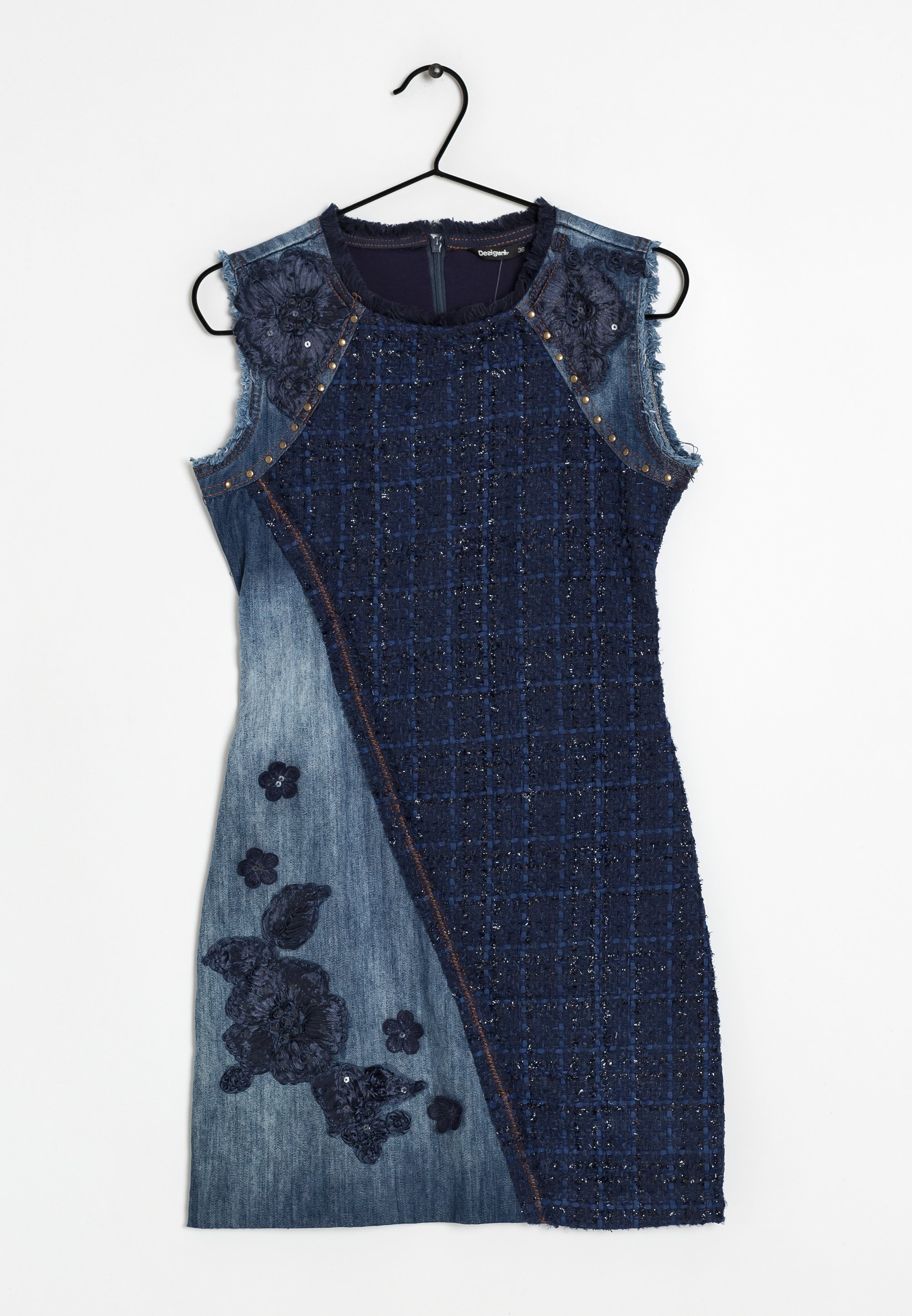 Robe En Jean Desigual Taille 40 - Bleu, Évasée, Longueur Au Genou - Occasion Très Bon État