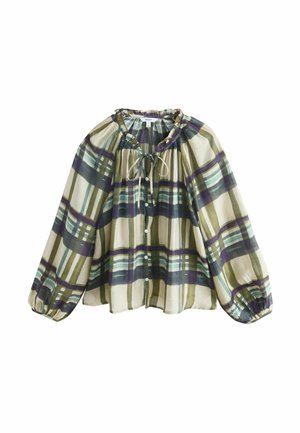 BUTTON FRONT LONG SLEEVE - Blúz - green cream check