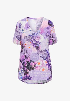 MIAMODA, T-SHIRT, A-LINIE, AUSBRENNERJERSEY, GLITZERSTEINCHEN - Printtipaita - lilac violet