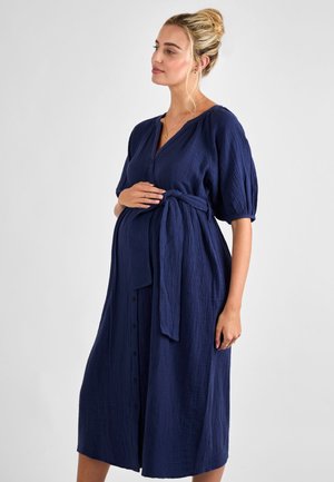 JoJo Maman Bébé MATERNITY FIT - TEXTURED BUTTON THROUGH - Nappali ruha - navy
