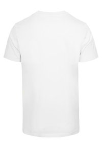 T-shirt en coton blanc, manches courtes, col rond, design uni, texture lisse, sans motifs ni graphiques, vue de dos sans détails.