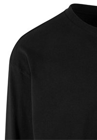 Schwarzes Langarmshirt mit Rundhalsausschnitt, aus glattem Baumwollstoff gefertigt. Hat eine lockere Passform und minimale Nähte für ein sauberes Design.