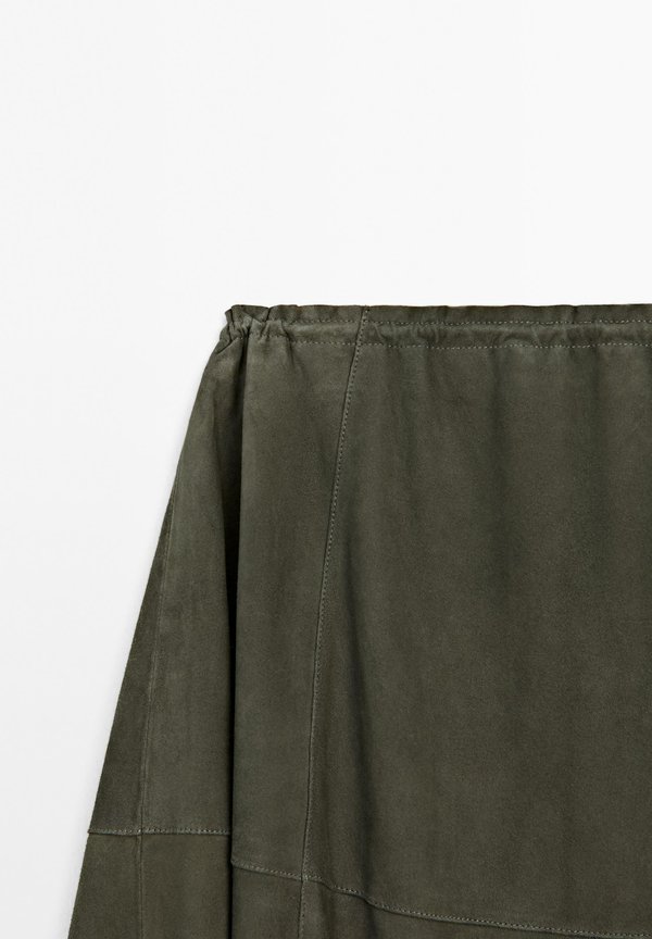 WITH GATHERED DETAIL - A-line skirt - khaki2