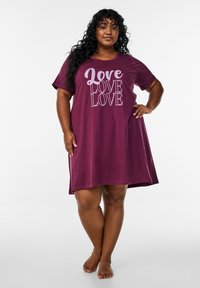 Zizzi Camicia da notte - mauve wine love
