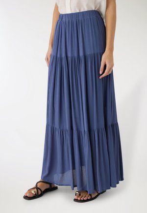 CON BALZE A TINTA UNITA - Gonna lunga - blu